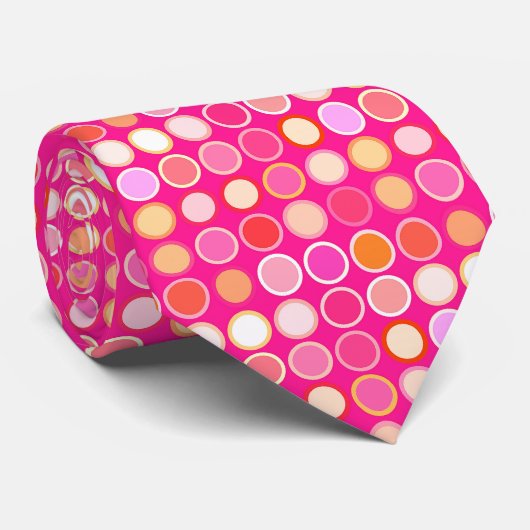 Mid-Century Modern Dots - deep pink & multi ネクタイ (ロール)