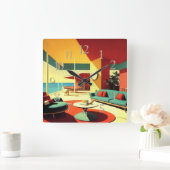 Mid-Century Modern Dream House スクエア壁時計 (ホーム)