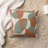 Mid-Century Modern Earthy Abstract Wavy クッション (ブランケット)