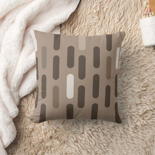 Mid-Century Modern Earthy Brown Capsule Geometric クッション (ブランケット)