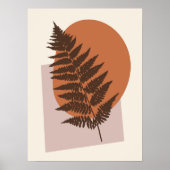 Mid-Century Modern Fern Silhouette Brown and Beige ポスター (正面)