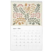 Mid Century Modern Floral 2026 Retro Folk Art Wall カレンダー (3月 2026)