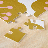 Mid Century Modern Floral Flower Pattern Mustard ジグソーパズル (側面)