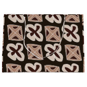 Mid Century Modern Floral Geometric ラージペーパーバッグ (正面)