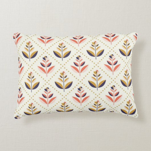 Mid-Century Modern Floral Pattern アクセントクッション (正面)