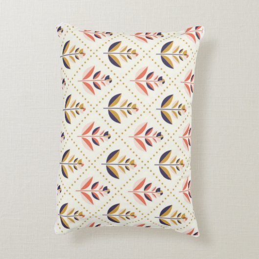 Mid-Century Modern Floral Pattern アクセントクッション (裏面(縦))