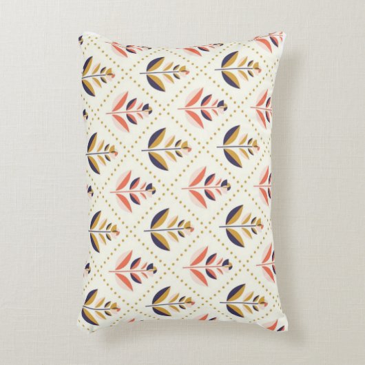 Mid-Century Modern Floral Pattern アクセントクッション (正面(垂直))