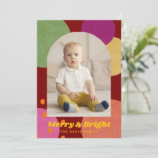 Mid Century Modern Fun Photo Holidays 招待状 (スタンド正面)