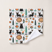 Mid Century Modern Funny Space Cats バスタオルセット (ウォッシュタオル)