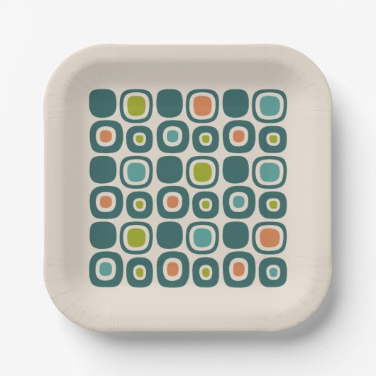 Mid Century Modern Garden Path Pattern ペーパープレート (正面)