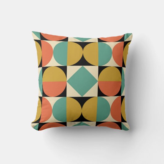 Mid Century Modern Geometric Abstract クッション (正面)