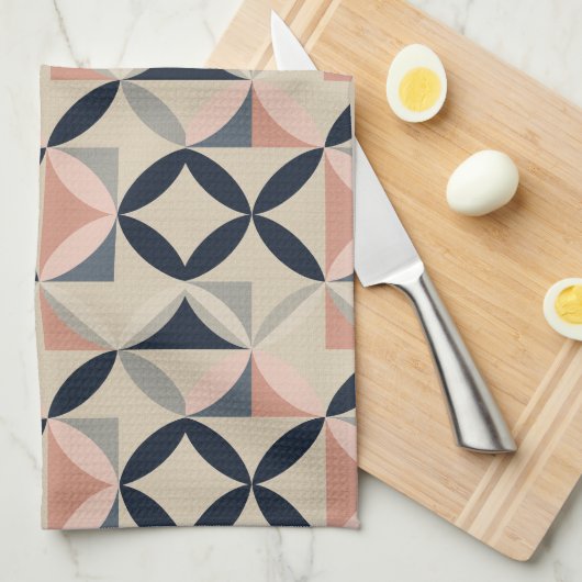 Mid Century Modern Geometric Abstract Pattern  キッチンタオル (四つ折り)