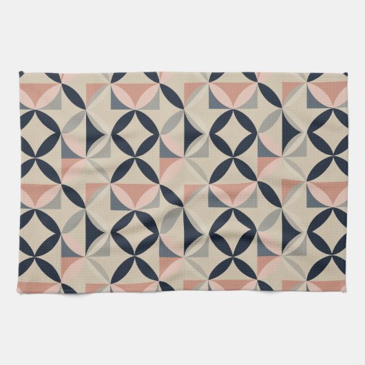Mid Century Modern Geometric Abstract Pattern  キッチンタオル (横)