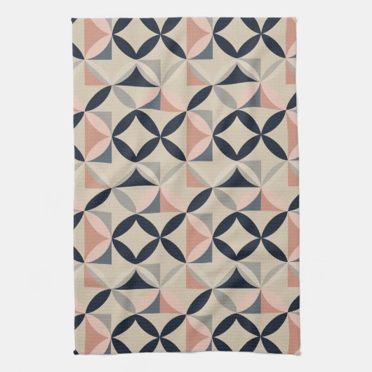Mid Century Modern Geometric Abstract Pattern  キッチンタオル (縦)