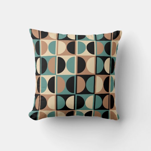 Mid Century Modern Geometric Abstract Pattern クッション (正面)