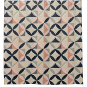 Mid Century Modern Geometric Abstract Pattern シャワーカーテン (正面)