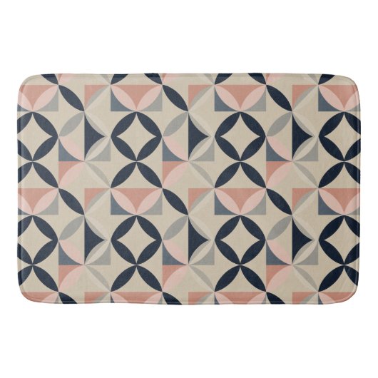 Mid Century Modern Geometric Abstract Pattern バスマット (正面)