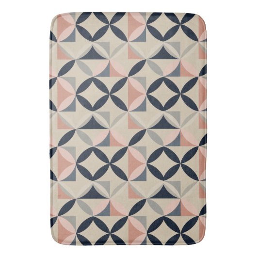 Mid Century Modern Geometric Abstract Pattern バスマット (正面縦)