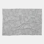 Mid Century Modern Geometric Arch Black White キッチンタオル (横)