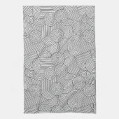 Mid Century Modern Geometric Arch Black White キッチンタオル (縦)