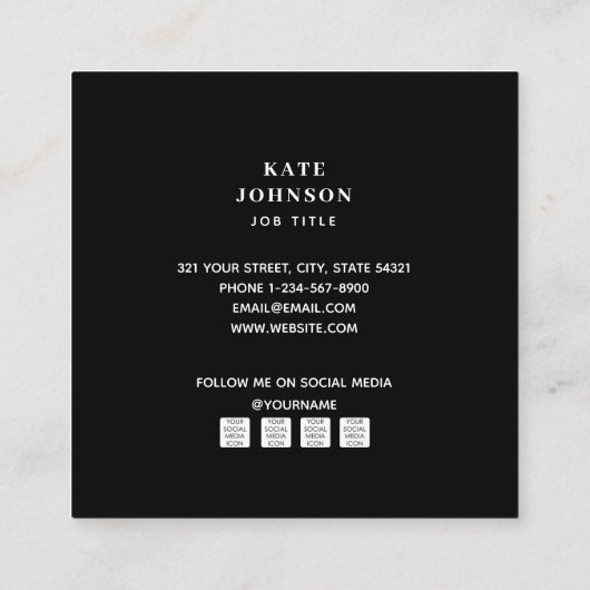 Mid Century Modern Geometric Arch Black White スクエア名刺 (裏面)