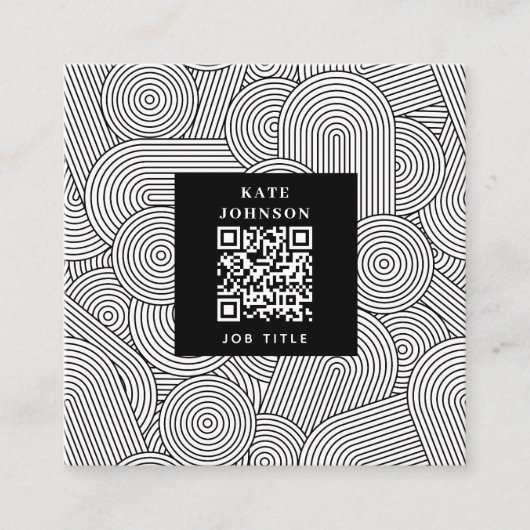 Mid Century Modern Geometric Arch Black White スクエア名刺 (正面)