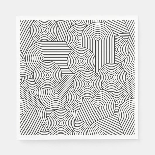 Mid Century Modern Geometric Arch Black White スタンダードランチョンナプキン (正面)