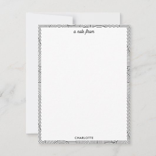 Mid Century Modern Geometric Arch Black White ノートカード (正面)