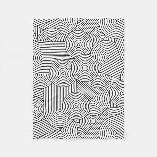 Mid Century Modern Geometric Arch Black White フリースブランケット (正面)