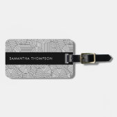 Mid Century Modern Geometric Arch Black White ラゲッジタグ (正面横)