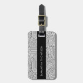 Mid Century Modern Geometric Arch Black White ラゲッジタグ (正面縦)