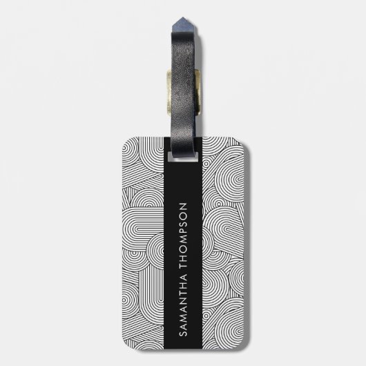 Mid Century Modern Geometric Arch Black White ラゲッジタグ (裏面縦)