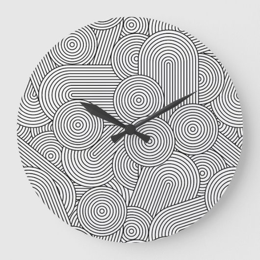Mid Century Modern Geometric Arch Black White ラージ壁時計 (正面)