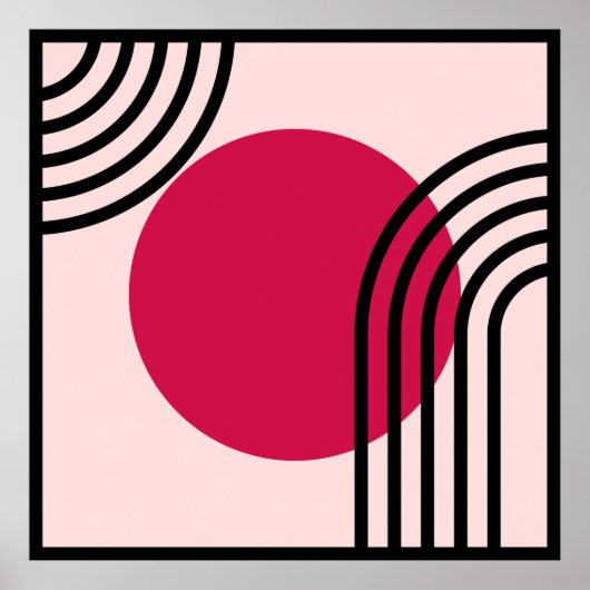 Mid-Century Modern Geometric Art ポスター (正面)