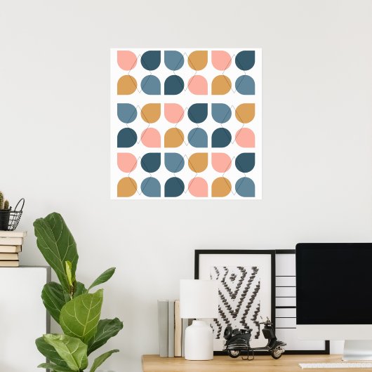 Mid Century Modern Geometric Art Design ポスター (ホームオフィス)
