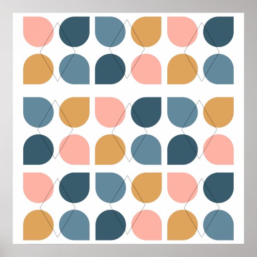 Mid Century Modern Geometric Art Design ポスター (正面)