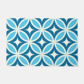 Mid Century Modern Geometric Blue Pattern  ドアマット (正面)