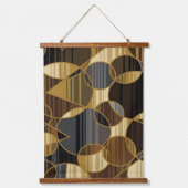 Mid Century Modern Geometric Circles Brown Gold 吊り下げ型タペストリー (正面)