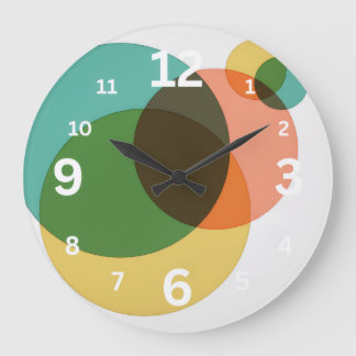 Mid-Century Modern Geometric Circles Retro Abstrac ラージ壁時計