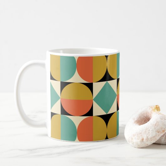 Mid Century Modern Geometric Design コーヒーマグカップ (ドーナツ)
