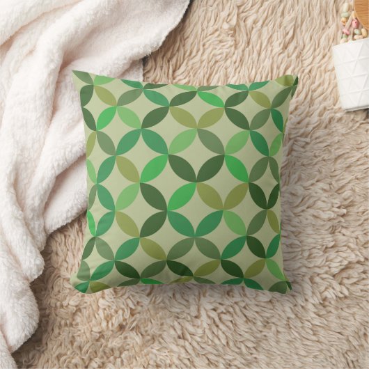 Mid century Modern Geometric Green Circles Pattern クッション (ブランケット)