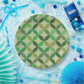 Mid century Modern Geometric Green Circles Pattern ペーパープレート (パーティー)