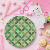 Mid century Modern Geometric Green Circles Pattern ペーパープレート (パーティー)