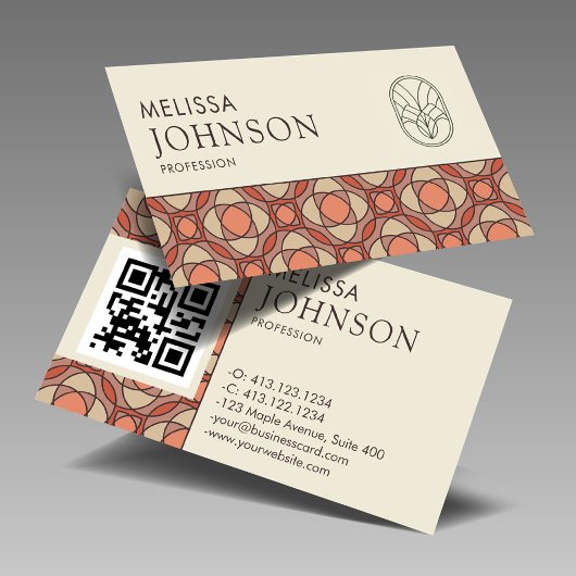 Mid-Century Modern Geometric Interior Designer QR 名刺