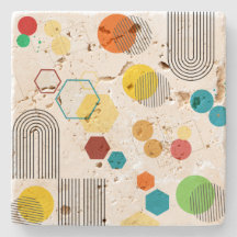 Mid century modern geometric Orange Green