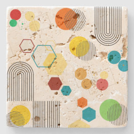 Mid century modern geometric Orange Green ストーンコースター