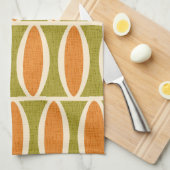 Mid Century Modern Geometric Oval Pattern キッチンタオル (四つ折り)