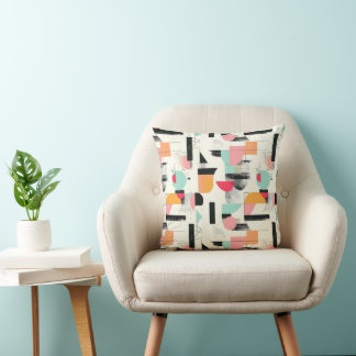 Mid-Century Modern Geometric Pattern クッション