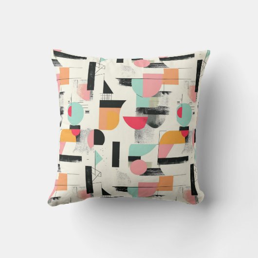 Mid-Century Modern Geometric Pattern クッション (裏面)