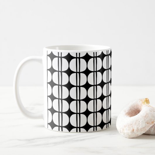 Mid Century Modern Geometric Pattern コーヒーマグカップ (ドーナツ)